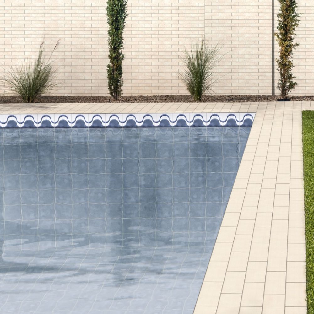 Revestimento Wave Azul Esmaltado 20X20 cm Caixa com 1,72 m² Brilhante Duefratelli